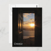 Santorini zonsondergang door de deur briefkaart (Voorkant / Achterkant)