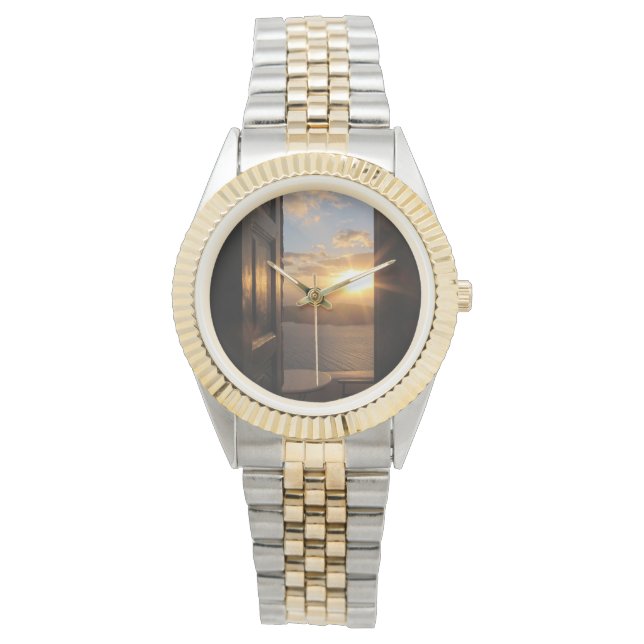 Santorini zonsondergang door de deur horloge (Voorkant)