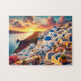 Santorini Zonsondergang Griekenland Mediterraan Vl Legpuzzel