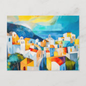 Santorini zonsondergang in gedurfde kleuren feestdagenkaart (Voorkant)