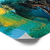 Santorini zonsondergang in gedurfde kleuren poster (Hoek)