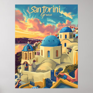 Santorini zonsondergang poster