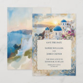 Santorini Zonsondergang Save The Date Kaart (Voorkant / Achterkant)