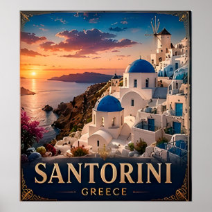 Santorini Zonsondergang Vakantieherinnering Cadeau Poster