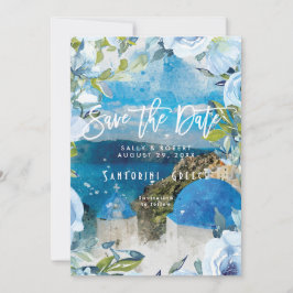 Santorini's zomerbruiloft met de prullenbak bedankkaart