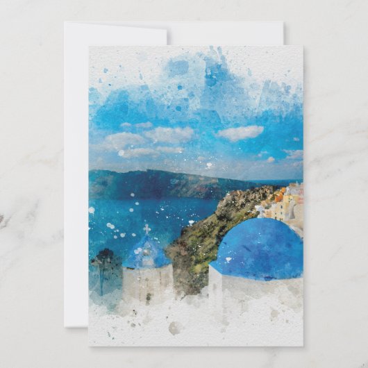 Santorini's zomerbruiloft met de prullenbak bedankkaart (Achterkant)