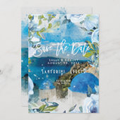 Santorini's zomerbruiloft met de prullenbak bedankkaart (Voorkant / Achterkant)