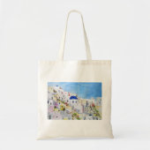 Santoroni Greece Aegean zee waterverf schilderij Tote Bag (Voorkant)