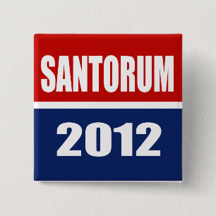 SANTORUM 2012 VIERKANTE BUTTON 5,1 CM