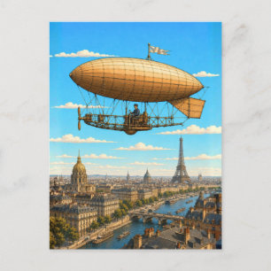 Santos-Dumont Luchtballon Boven Parijs Briefkaart