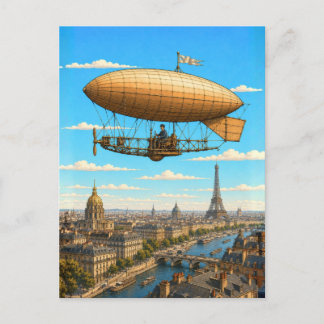 Santos-Dumont Luchtballon Boven Parijs Briefkaart
