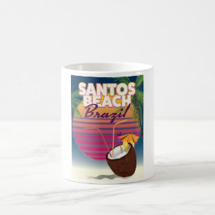 Santos strand Brazilië vintage reisposter Magische Mok