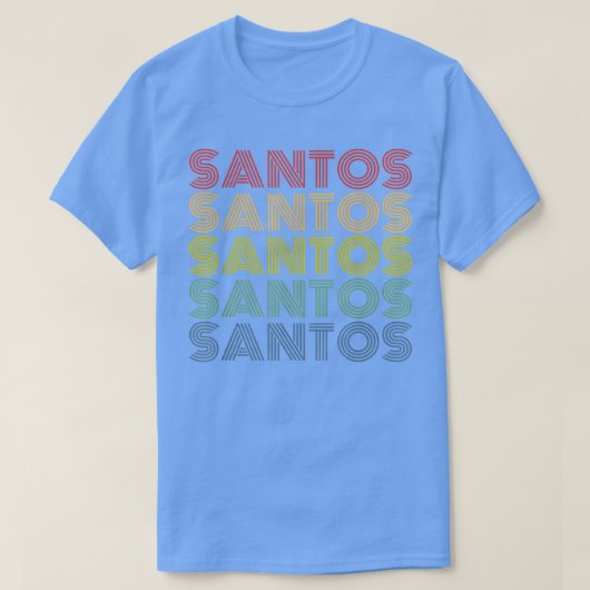 Santos Wordmark Pattern Persoonlijke naam Retro T-shirt (Design voorkant)