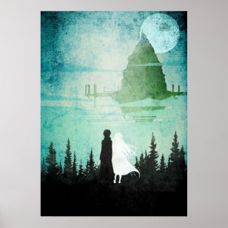 Sao Kirito en Asuna Minimalist Manga Poster