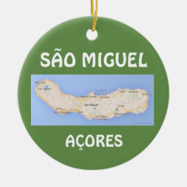 Sao Miguel Acores Map Kerstversiering Keramisch Ornament