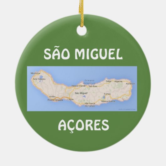 Sao Miguel Acores Map Kerstversiering Keramisch Ornament (Achterkant)