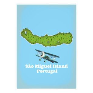 São Miguel eiland Portugal kaart Foto Afdruk