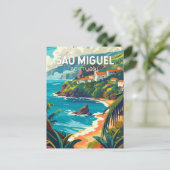 Sao Miguel Island Portugal Reiskunst Briefkaart (Staand voorkant)