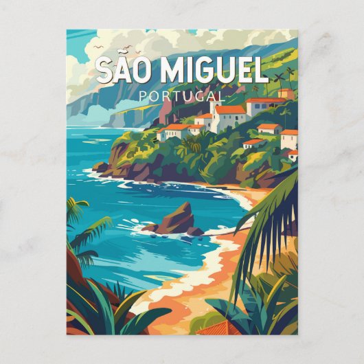 Sao Miguel Island Portugal Reiskunst Briefkaart (Voorkant)
