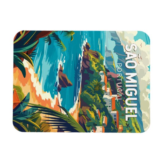 Sao Miguel Island Portugal Reiskunst Magneet (Horizontaal)