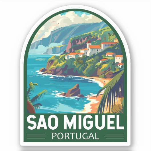 Sao Miguel Island Portugal Reiskunst Sticker (Voorkant)