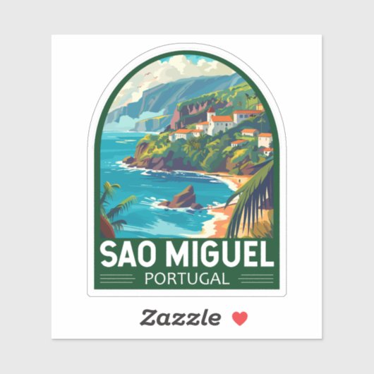 Sao Miguel Island Portugal Reiskunst Sticker (Vel)