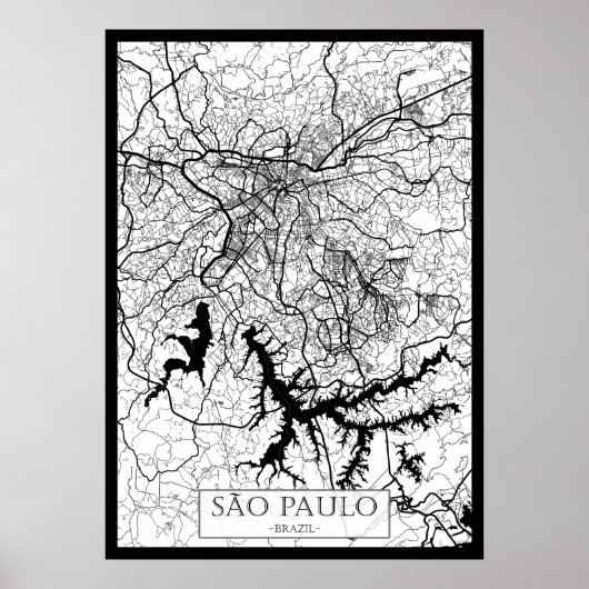 São Paulo Brazil Map Poster (Voorkant)
