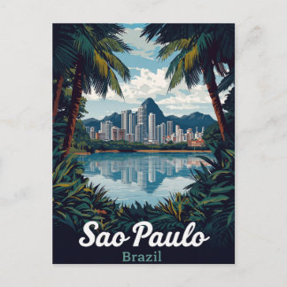São Paulo Brazil Tropical City Skyline Briefkaart