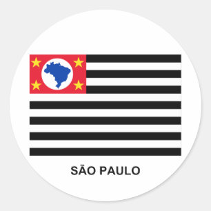 São Paulo, Braziliaanse Waving Flag Ronde Sticker