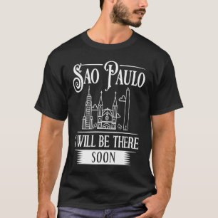 Sao Paulo Brazilië City Skyline Map Travel T-shirt