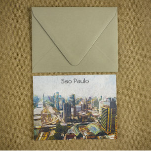 Sao Paulo Brazilië Cityscape Schilderij Briefkaart
