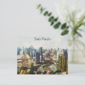 Sao Paulo Brazilië Cityscape Schilderij Briefkaart (Staand voorkant)