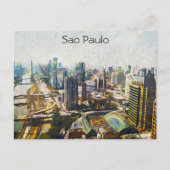 Sao Paulo Brazilië Cityscape Schilderij Briefkaart (Voorkant)