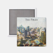 Sao Paulo Brazilië Cityscape Schilderij Magneet (Voorkant / Achterkant)