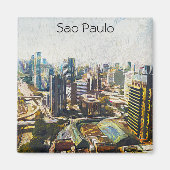 Sao Paulo Brazilië Cityscape Schilderij Magneet (Voorkant)