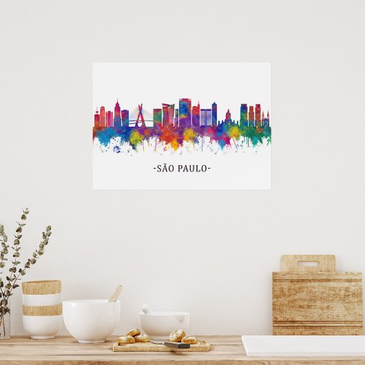 São Paulo Brazilië Skyline Poster (Keuken)