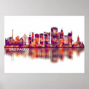 Sao Paulo Brazilië Skyline Poster