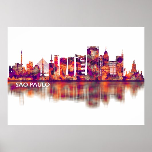 Sao Paulo Brazilië Skyline Poster (Voorkant)