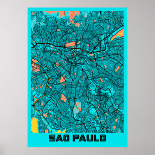 Sao Paulo - Brazilië - Stadskaart voor Gloria Poster