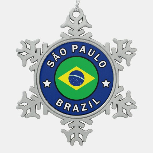 São Paulo Brazilië Tin Sneeuwvlok Ornament (Voorkant)