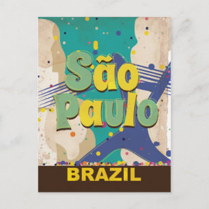 São Paulo Brazilië Vintage Reisposter Briefkaart