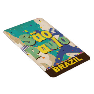 São Paulo Brazilië Vintage Reisposter Magneet