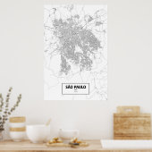 Sao Paulo, Brazilië (zwart op wit) Poster (Keuken)