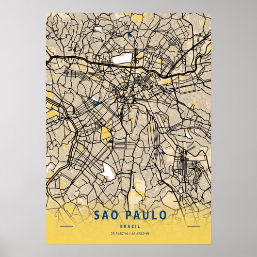 Sao Paulo - parkstadskaart Poster (Voorkant)