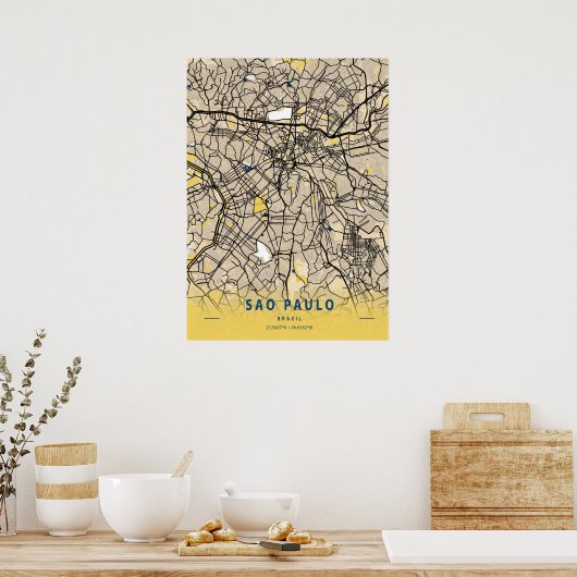 Sao Paulo - parkstadskaart Poster (Keuken)