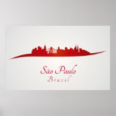 Sao Paulo skyline in rood Poster (Voorkant)