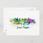 Sao Paulo skyline in watercolor Briefkaart (Voorkant / Achterkant)