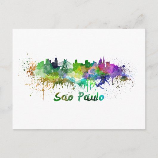 Sao Paulo skyline in watercolor Briefkaart (Voorkant)