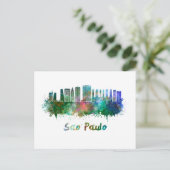 Sao Paulo skyline in watercolor Briefkaart (Staand voorkant)