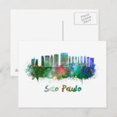 Sao Paulo skyline in watercolor Briefkaart (Voorkant / Achterkant)